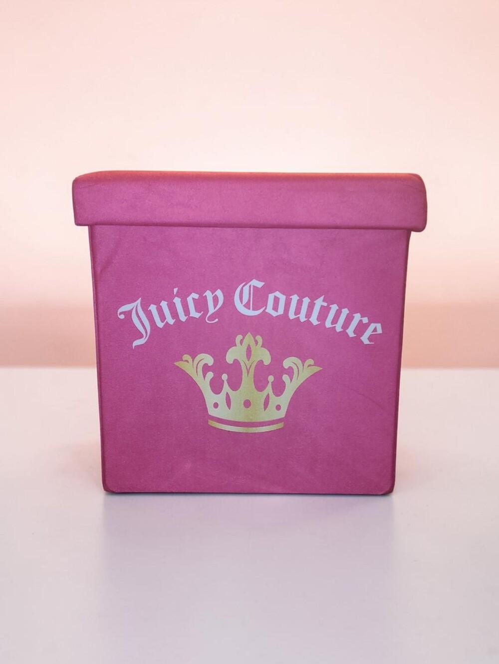 Juicy Couture Pink Storage Cube with Gold Crown - 15x15